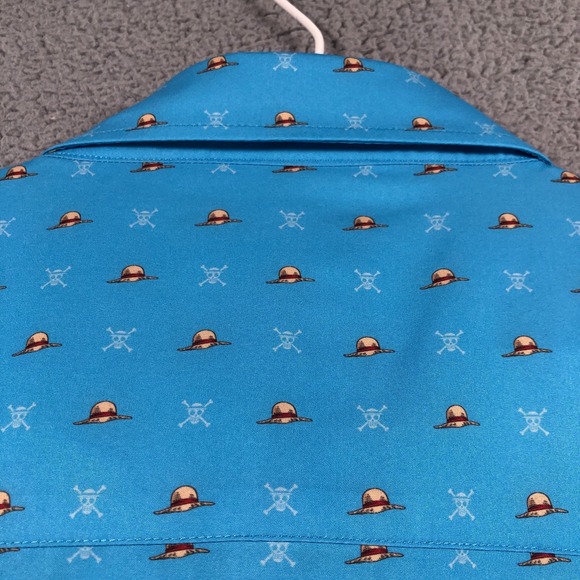 RSVLTS x One Peice Shirt Menx 4X Blue Lil Straw Hats Short Sleeve Button Up - Picture 7 of 14